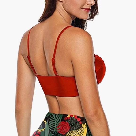 New Retro Vintage Red Bikini Top Underwire Support Lift - Size Large (US 12-14) - Picture 3 of 7